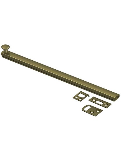 12 inch Contemporary Surface Bolt in Antique Brass.